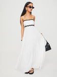 side view of model wearing Princess Polly Croxetti Maxi Dress White Square Neck 