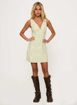 Faithfully Embroidered Mini Dress Beige