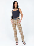 front view of model wearing Princess Polly The Taffie Pants Brown 