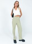 front view of model wearing Princess Polly Lisa-Rosa Pants Green 