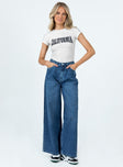 Front view of model wearing  front Princess Polly High Waisted  Rediy Wide Leg Jean Denim