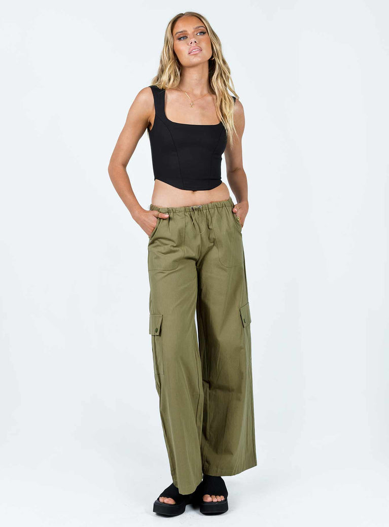 product Princess Polly High Waisted Pants  Mackey Cargo Utility Pants Khaki