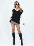 front view of model wearing Princess Polly Antonia Sweater Vest Black Cropped 