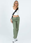 Front view of model wearing  front Princess Polly  Darlington Parachute Pants Khaki