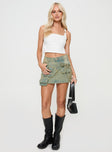   front view of model wearing Princess Polly Infinite Love Cargo Mini Skirt Washed Denim Mini Skirts 