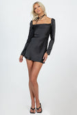 product Princess Polly Asymmetric Neckline  Star Power Mini Dress Black Tall