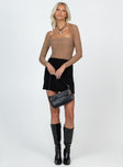 Front view of model wearing  front Selby Mini Skirt Black Tall Princess Polly  Mini Skirts 