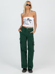 product Princess Polly High Waisted  Paige Mid Rise Cargo Jean Denim Green Tall