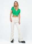 front view of model wearing Princess Polly Michael Cord Pants Beige 