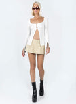 Front view of model wearing  front Princess Polly Short Sleeves Square Neck  Waylett Long Sleeve Top White