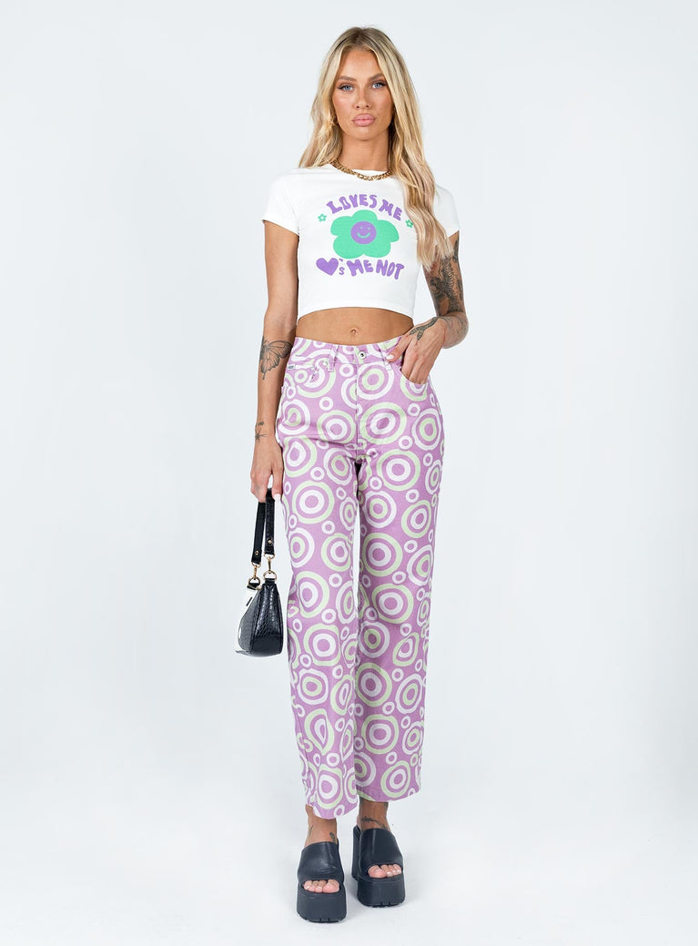 front view of model wearing Princess Polly Love Me Not Cropped Tee White 