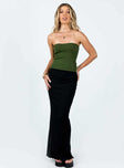 Front view of model wearing  front Princess Polly Sleeveless Square Neck  Sycamore Tube Top Green