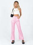 front view of model wearing Princess Polly Ryllie Pants Pink 