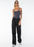 product Princess Polly High Waisted Pants  Fallout Mid Rise Cargo Pants Black Tall