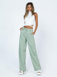 side view of model wearing Princess Polly Archer Pants Green 