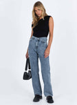 product Princess Polly High Waisted  Alford Asymmetric Jeans Light Wash Denim