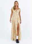 product Princess Polly Asymmetric Neckline  Masuda Maxi Dress Yellow Floral