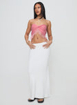 front view of model wearing Princess Polly Kovac Reversible Fringe Tube Top Pink Sleeveless Sweetheart 