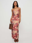 front view of model wearing Princess Polly Fortunata Maxi Dress Floral / Multi Plunger 