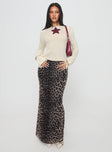 front view of model wearing Princess Polly Big Star Knit Sweater Cream Cropped 