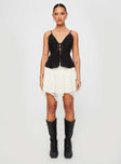 Front view of model wearing  front Princess Polly Sleeveless Scoop Neck  Signs Lace Top Black