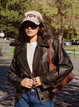 Nicolie Faux Leather Jacket Vintage Washed Brown