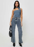 product Princess Polly High Waisted  Brunell Asymmetrical Waistband Jeans Mid Wash