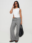 front view of model wearing Princess Polly Veridian Pants Black/White Stripe 