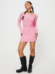 product Princess Polly High Neck  Pember Off The Shoulder Knit Mini Dress Pink