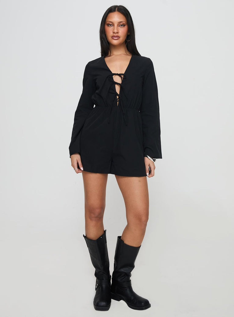 Cassis Long Sleeve Playsuit Black