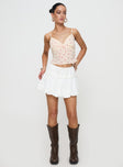   front view of model wearing Princess Polly Dear London Bubble Hem Mini Skirt White Mini Skirts 