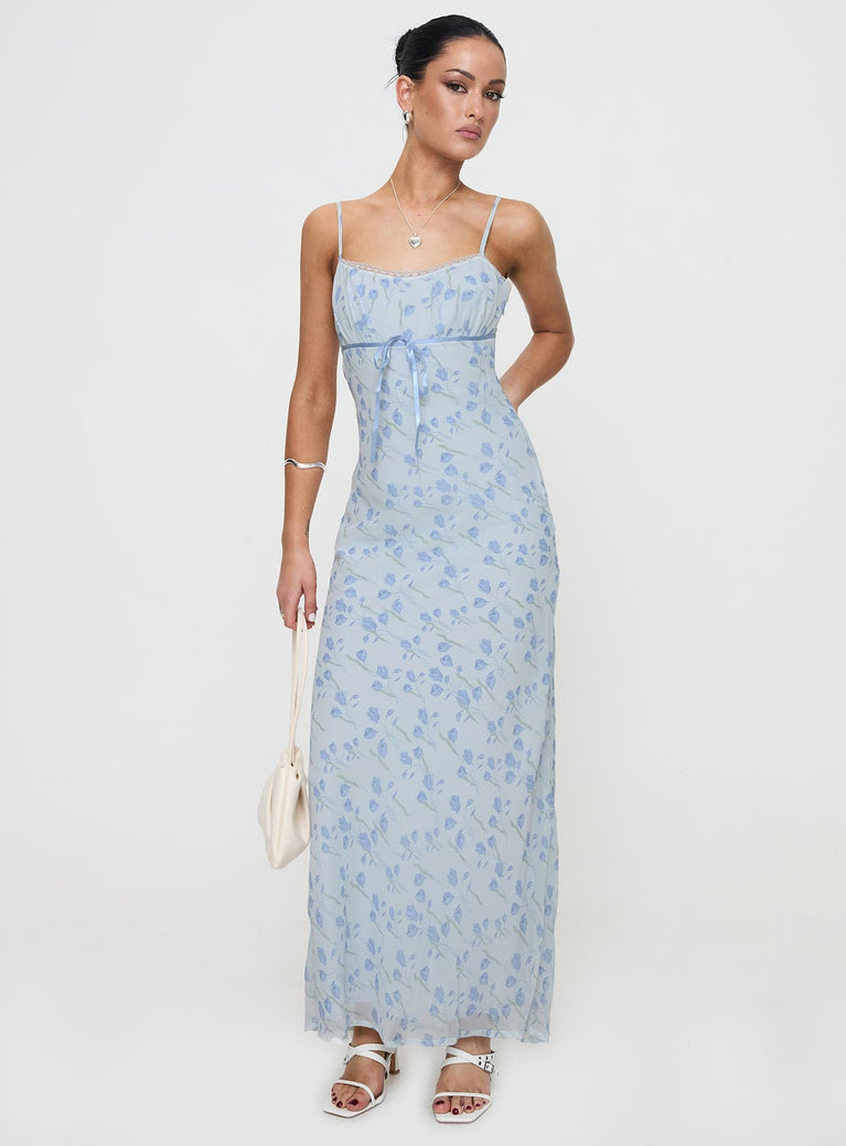 Valencia Maxi Dress Blue Floral