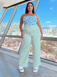 product Princess Polly High Waisted Pants High Waisted Pants Low Rise Pants  Archer Pants Green Curve