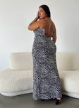 Front view of model wearing  front Princess Polly High Neck  Knox Maxi Dress Zebra Curve