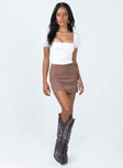 Front view of model wearing  front Princess Polly Short Sleeves Square Neck  Taber Top Ivory