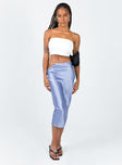   front view of model wearing Princess Polly Lion‚Äôs Den Midi Skirt Blue 