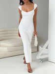 Front view of model wearing  front Princess Polly Boat Neck  Larissa Maxi Dress White