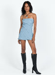 product Princess Polly Asymmetric Neckline  Lars Strapless Mini Dress Blue