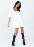 front view of model wearing Princess Polly Noha Mini Dress White 