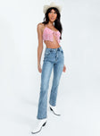 side view of model wearing Princess Polly Trudi Denim Jeans High Waisted 