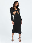 product Princess Polly High Neck  Jocelyn Cut Out Long Sleeve Midi Dress Black