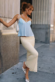   front view of model wearing Princess Polly Gazet Maxi Skirt Cream Maxi 