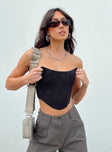 Front view of model wearing  front Princess Polly Sleeveless Square Neck  Carlie Top Black