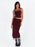 product Motel Tresha Skirt Mesh Burgundy 199 Princess Polly  Midi Skirts 