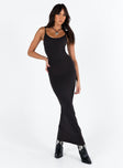 Front view of model wearing  front Princess Polly High Neck  Riana Maxi Dress Black