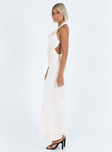 Front view of model wearing  front Princess Polly High Neck  Keylan Cowl Neck Maxi Dress White