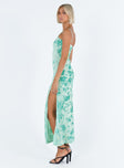 Front view of model wearing  front Princess Polly Asymmetric Neckline  Burn Out Velvet Maxi Dress Teal