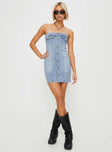 Marza Denim Strapless Mini Dress Blue