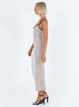 Front view of model wearing  front Princess Polly High Neck  Tahlia Maxi Dress Champagne