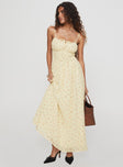 Pearle Shirred Maxi Dress Cream Floral